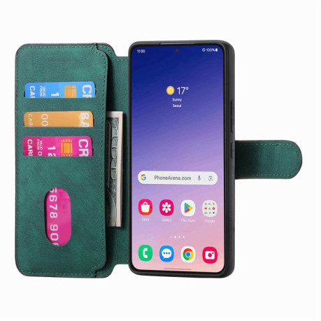 Чехол-книжка CaseNeo MagSafe RFID Anti-theft Retro Leather для Samsung Galaxy S25+ 5G - зеленый