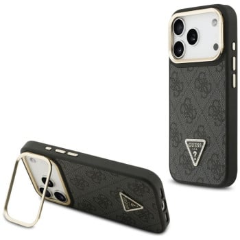 Оригинальный чехол Guess 4G PU Triangle Logo &amp; Stand Camera с Magsafe на iPhone 17 Pro - Black