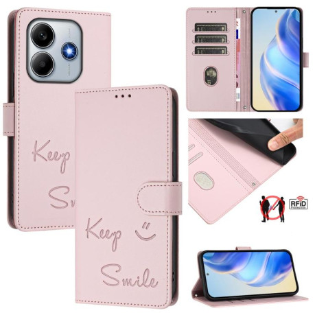 Чехол-книжка Smile Embossing RFID Leather для Xiaomi Poco M7 Pro 5G - розовый