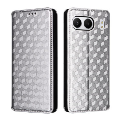 Чехол-книжка Cubic Grid Calf Texture для OnePlus Nord 4 - серебристый