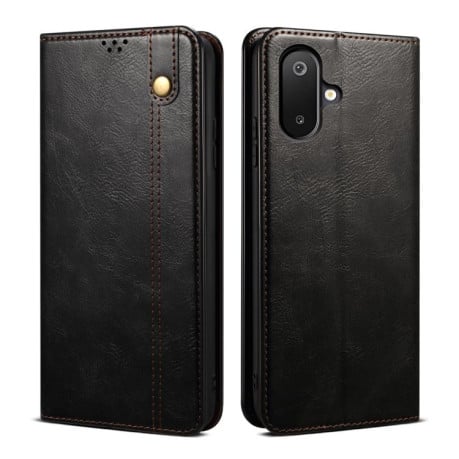 Чехол-книжка Simple Wax Crazy Horse для Samsung Galaxy F06 5G Global / M06 5G - черный