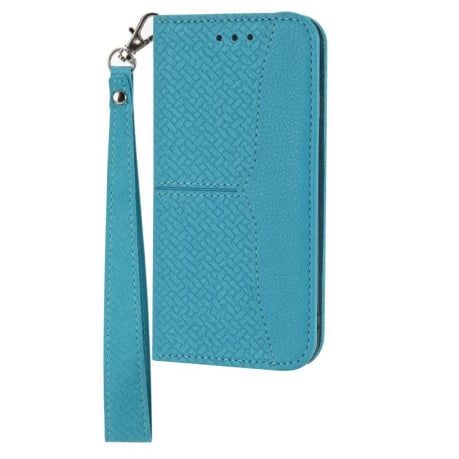 Чохол-книжка з фактурою “плетіння” Woven та декоративним рядком Stitching на Samsung Galaxy S25 FE 5G - синій