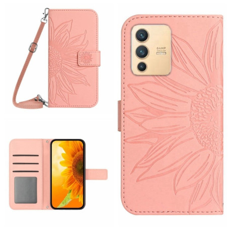 Чехол-книжка Skin Feel Sun Flower для Vivo V23 5G - розовый