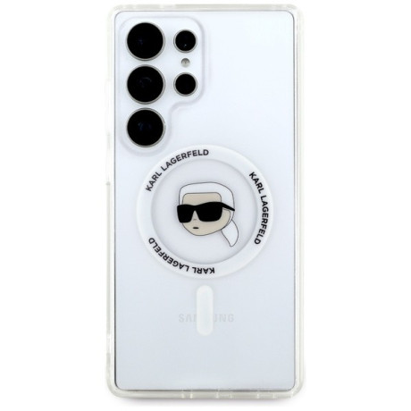 Оригінальний чохол Karl Lagerfeld Button Karl Head Printed Logo MagSafe для Samsung Galaxy S25 Ultra - white