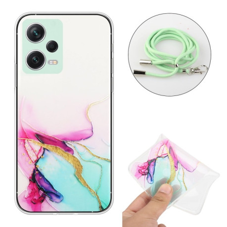 Чехол Hollow Marble Pattern with Neck для Xiaomi Redmi Note 12 Pro  - зеленый