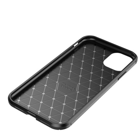 Противоударный чехол Carbon Fiber Texture на  iPhone 12/12 Pro - черный