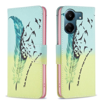 Чохол-книжка Colored Drawing Pattern для Xiaomi Redmi 13C/Poco C65/Poco C65 - Feather