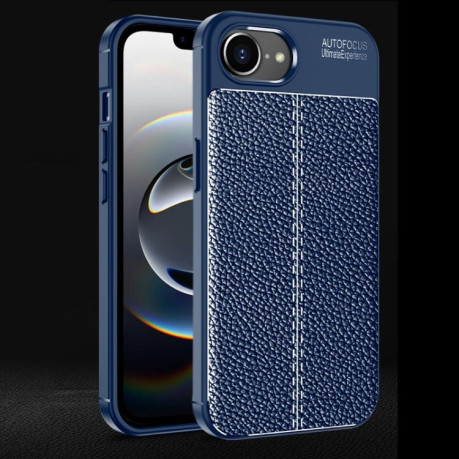 Чохол протиударний Litchi Texture на iPhone 16e - синій