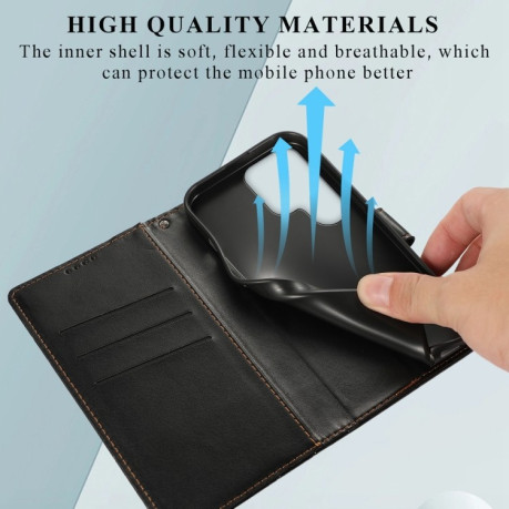 Чохол-книжка протиударна PU Genuine Leather Texture Embossed Line для Samsung Galaxy S24 Ultra - чорний
