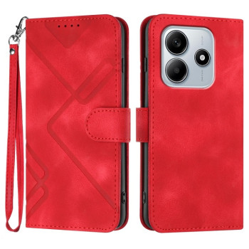 Чехол-книжка Line Pattern Skin Feel Leather для Xiaomi Redmi Note 14 5G/Poco M7 Pro 5G - красный