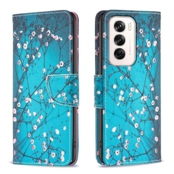 Чехол-книжка Colored Drawing Pattern для OPPO Reno 12 Global - Blossom