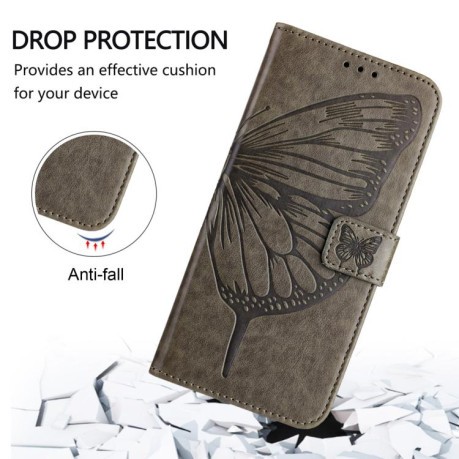 Чехол-книжка Embossed Butterfly для OPPO Reno13 F/Reno13 FS- серый