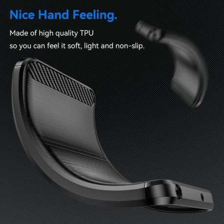 Противоударный чехол Brushed Texture Carbon Fiber на Motorola Edge 60 - черный