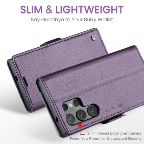 Чехол-книжка CaseMe 023 Butterfly Buckle Litchi Texture RFID Anti-theft Leather для Samsung Galaxy S25 Ultra 5G - фиолетовый