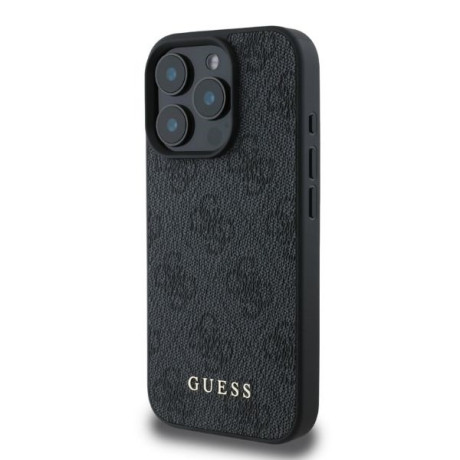 Оригинальный чехол Guess Metal Gold Logo для iPhone 16 Pro Max - Black