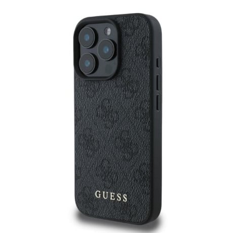 Оригинальный чехол Guess Metal Gold Logo для iPhone 16 Pro - Black