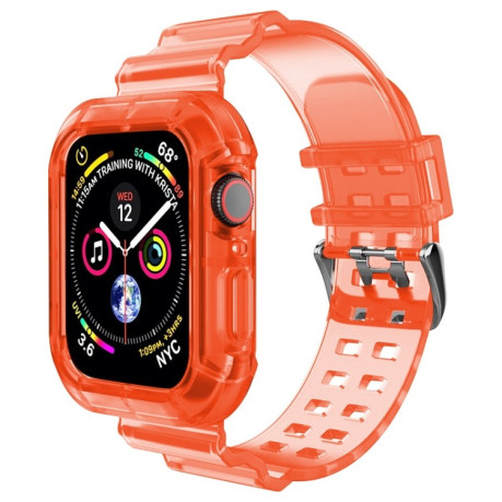 Спортивный ремешок Transparent для Apple Watch  45mm / 44mm / 42mm - красный