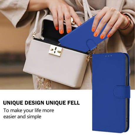 Чехол-книжка с мягким покрытием (Skin Feel) со шнурком на Infinix Smart 10 4G - синий