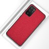 Противоударный чехол Cloth Texture на Samsung Galaxy S21 Ultra - красный