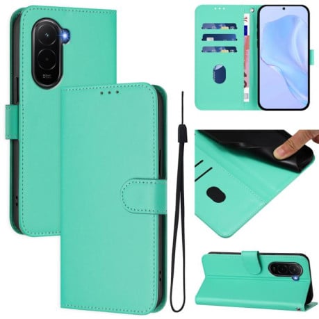 Чехол-книжка с мягким покрытием (Skin Feel) со шнурком на Xiaomi Poco M7 4G 169mm - зеленый