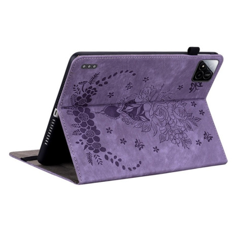 Чехол-книжка Butterfly Rose Embossed для Xiaomi Pad 7 / Pad 7 Pro - фиолетовый