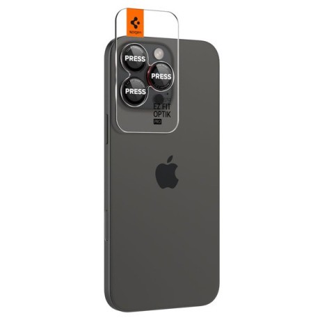 Защитное стекло на камеру Spigen Optik Pro L-Series Glas.tR EZ Fit для  iPhone 14 Pro / Pro Max / 15 Pro / Pro Max / 16 Pro / 16 Pro Max - Black with Red Edge