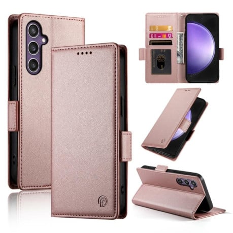 Чехол-книжка Side Buckle с магнитной застежкой и матовой кожей на Samsung Galaxy S25 FE 5G - золото