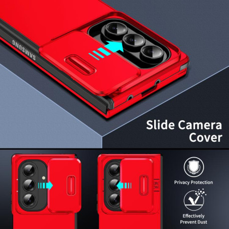 Противоударный чехол Sliding Camshield для Samsung Galaxy Fold 7 - красный