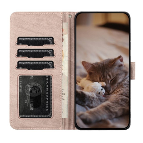 Чехол-книжка Cat Embossing Pattern на Samsung Galaxy S24 FE 5G - серый