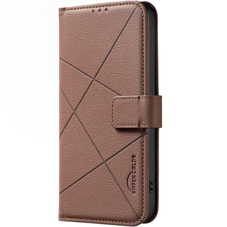 Чехол-книжка Geometric Pattern RFID Leather для Infinix Note 40 Pro 4G / 40 Pro+ 5G - коричневый