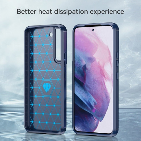 Противоударный чехол Brushed Texture Carbon Fiber на Samsung Galaxy S23 Ultra 5G - синий