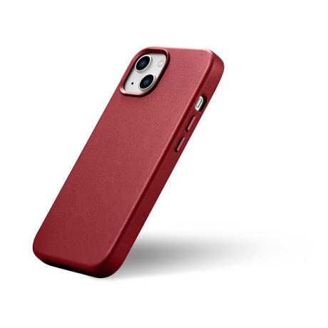 Кожаный чехол iCarer Genuine Leather (MagSafe) для iPhone 14 Plus - красный