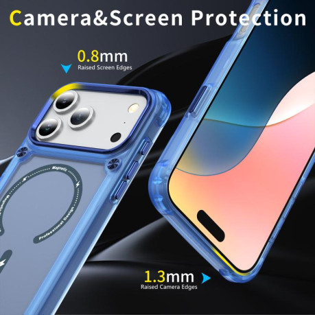 Противоударный чехол Skin Feel TPU + PC MagSafe Magnetic для iPhone 17 Pro - синий