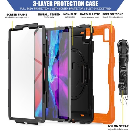 Протиударний чохол Shockproof Colorful Silicone для iPad Pro 12.9 (2020)/(2021) - чорно-жовтогарячий