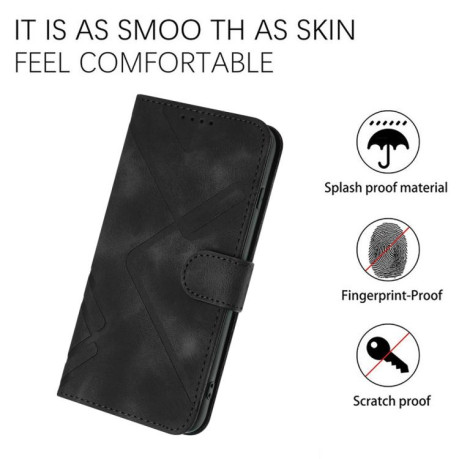 Чехол-книжка Line Pattern Skin Feel Leather для Xiaomi Poco F7 - черный