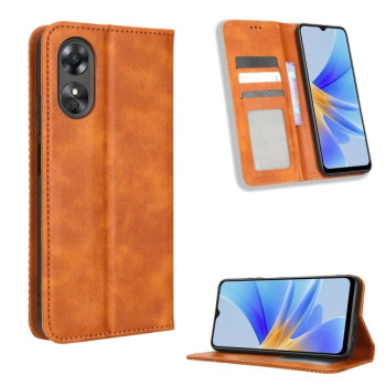 Чехол-книжка Magnetic Buckle Retro Crazy Horse Texture на OPPO A17 - коричневый