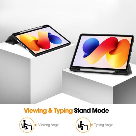 Чехол-книжка Escase с тройной складкой и держателем стилуса на Xiaomi Redmi Pad 2 Pro — серый