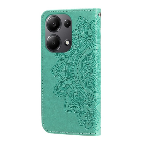 Чехол-книжка 7-petal Flowers Embossing для Xiaomi Redmi Note13 Pro 4G Global/Poco M6 Pro 4G - зеленый