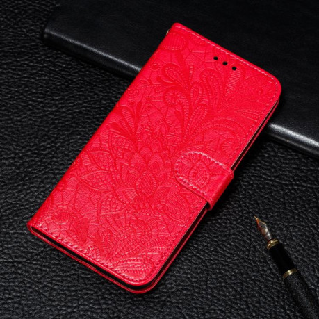 Чехол-книжка Lace Flower Embossing для Motorola Edge 60 Fusion 5G - красный
