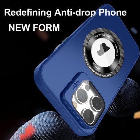 Противоударный чехол Skin Feel Magnifier MagSafe Lens для iPhone 15 Pro Max - голубой