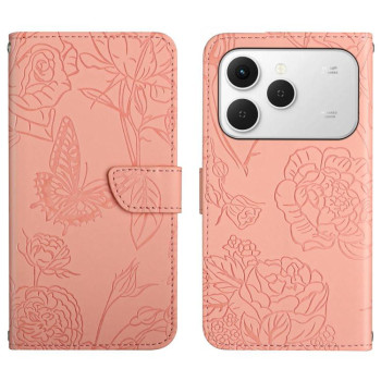 Чехол-книжка Skin Feel Butterfly Embossed на Tecno Spark 40 4G — розовый