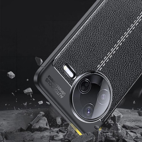 Противоударный чехол Litchi Texture на Xiaomi Poco F7 Pro - черный