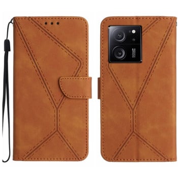 Чохол-книжка Stitching Embossed Leather для Xiaomi 13T / 13T Pro - коричневий