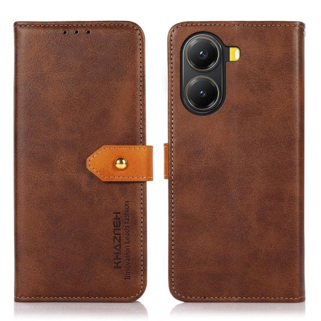 Чехол-книжка KHAZNEH Cowhide Texture на Xiaomi Poco X7 Pro - коричневый