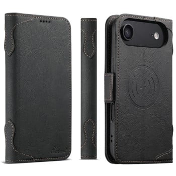 Чехол-книжка SUTENI J07 Multifunctional с Magsafe  и магнитным хлястиком на iPhone Air - черный