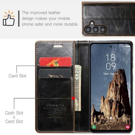 Чохол-книжка CaseMe 003 Series для Samsung Galaxy A35 5G - кавовий