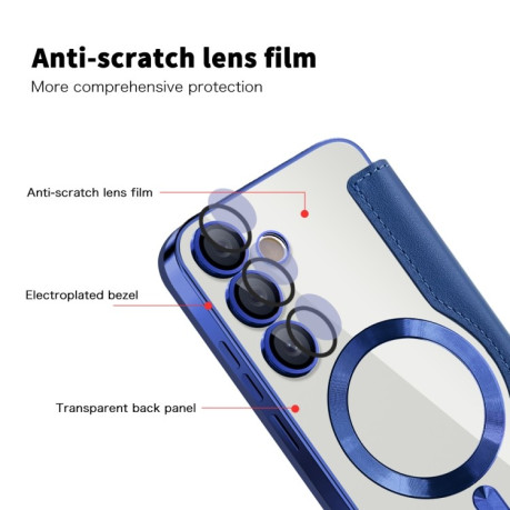 Чехол-книжка Shield MagSafe RFID Anti-theft Leather для Samsung Galaxy S24 FE 5G - синий
