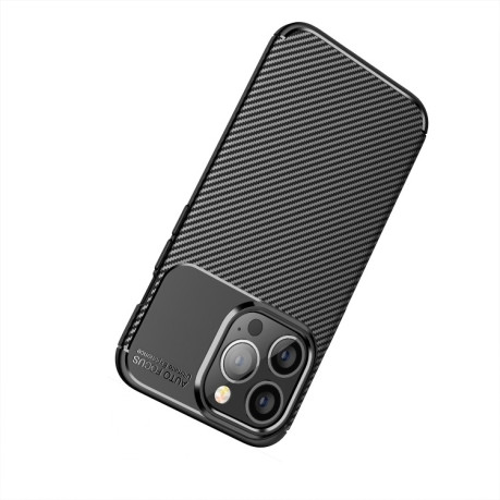 Ударозащитный чехол HMC Carbon Fiber Texture на iPhone 13 Pro Max - черный