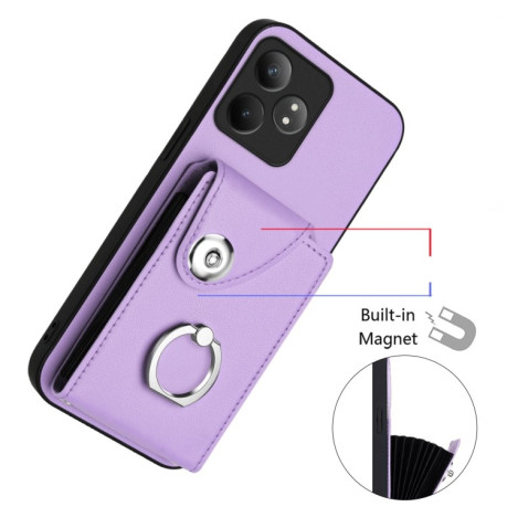 Противоударный чехол Organ Card Bag Ring Holde для Realme GT Neo6 / GT 6T 5G - фиолетовый