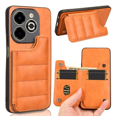 Ударозащитный чехол Cow Pattern Sewing Card Bag для Infinix Smart 8 Plus / Smart 8 Pro - оранжевый